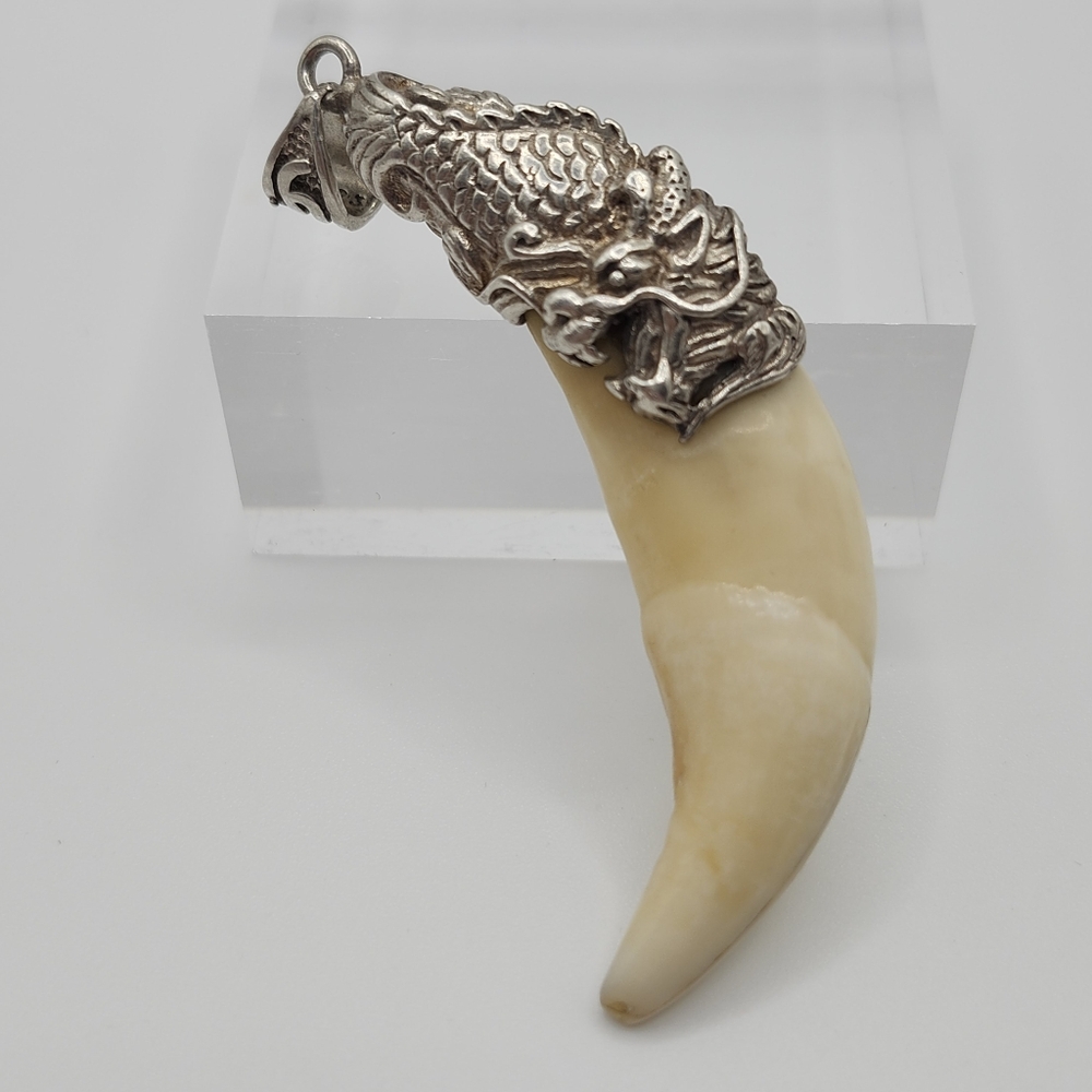 Chinese Sterling Silver Alligator Dragon Pendant